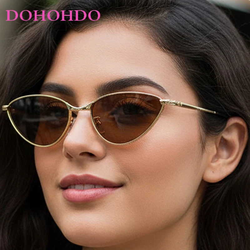

Popular Retro Metal Cat Eye Women Sunglasses Luxury Designer Small Frame Punk Sunglass Outdoor Travel Shade Eyewear Female UV400