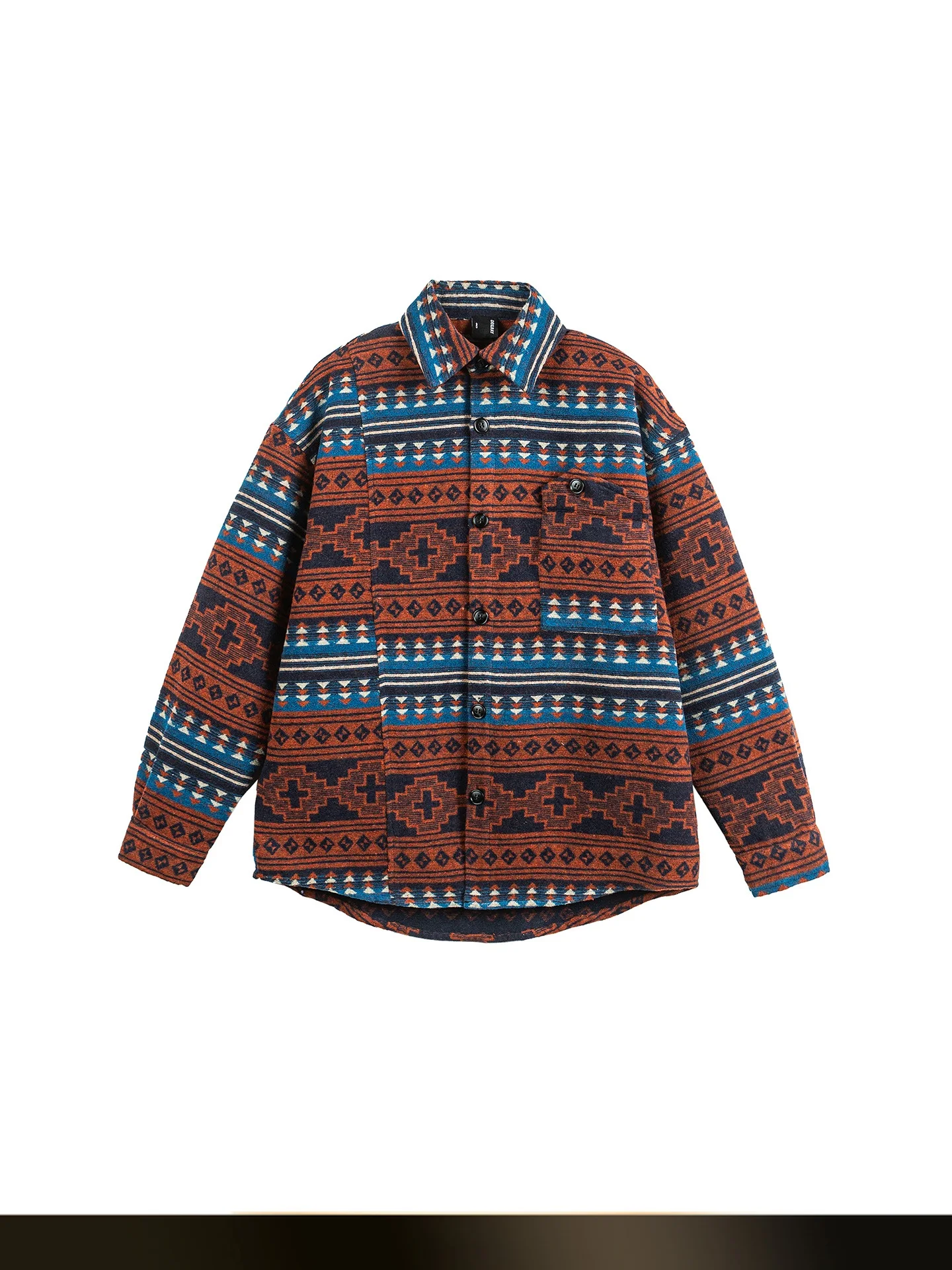 

Nted American Retro Ethnic Woolen irt Autumn Casual Lazy Sle Couple Thiened Casual Loose Fit Long Sve Button up