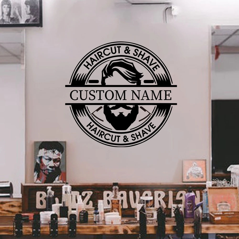 1PC Cartoon Hairdressing Customizable Name Home Decor Vinyl Wall Stickers For party decoration Decoration Accessories Murals