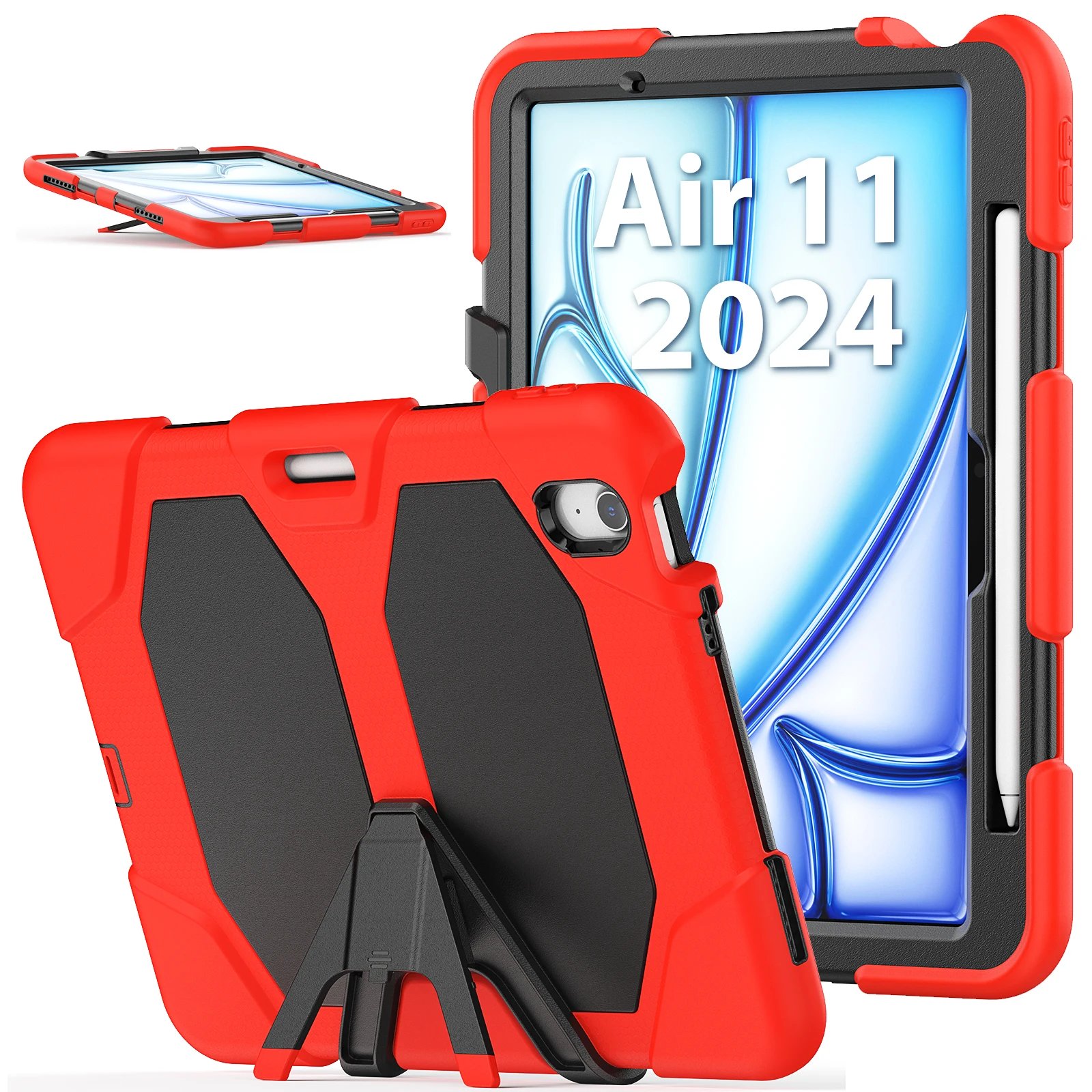 Case With Built-in Screen Protector For iPad Pro Air 11 2025 2024 Air 4 5 Pro11 2018-2022 1st 2nd 3rd 4th Gen Kickstand Cover