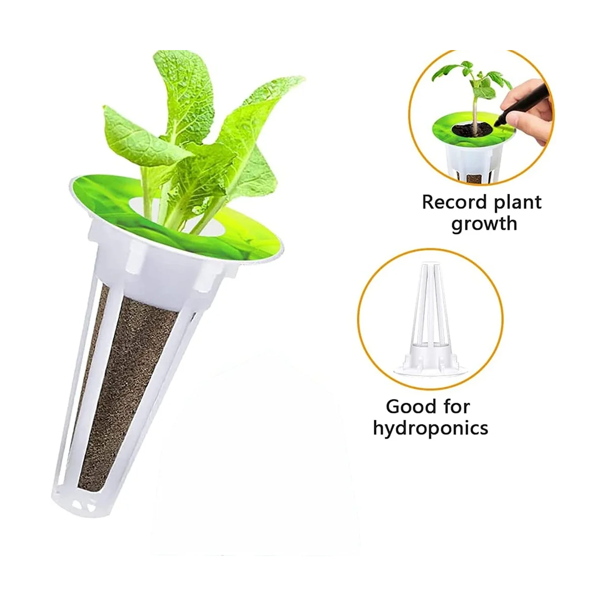 100Pcs Hydroponic Growing Kit, Include 50Pcs Hydroponic Plant Basket Plant Growing Containers and 50Pcs Seed Pot Labels