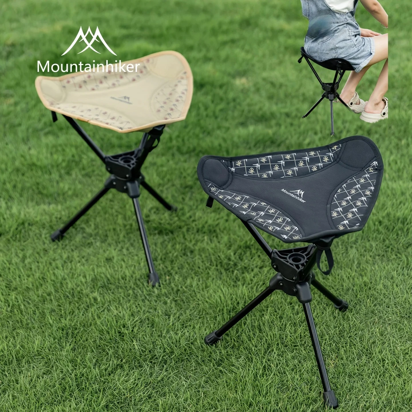 

MOUNTAINHIKER Ultralight Portable Folding Stool Compact Outdoor Camping Chair 360° Rotation Picnic Fishing Chair Camping Stool