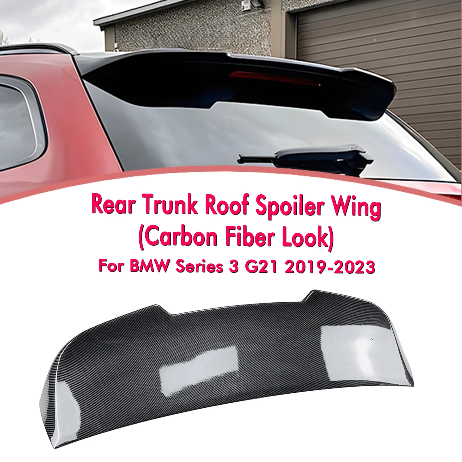 

For BMW 3 Series G21 2019-2023 Wagon Touring Rear Roof Spoiler Wing Carbon Fiber Look/Gloss Black Trunk Upper Tail Splitter Lip