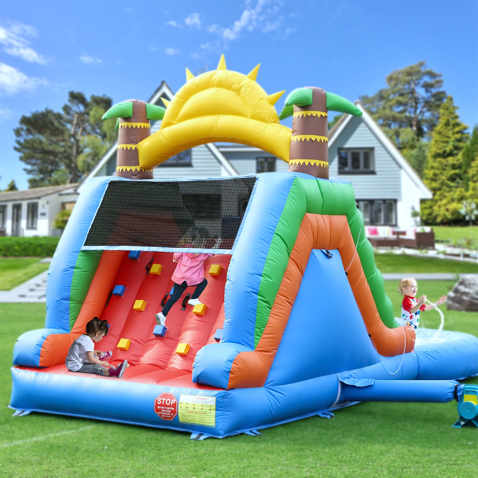 Casa gonfiabile gigante commerciale del rimbalzo del PVC di 23FT Doppi scivoli d'acqua Parco acquatico Parco giochi per bambini, giocattoli per bambini