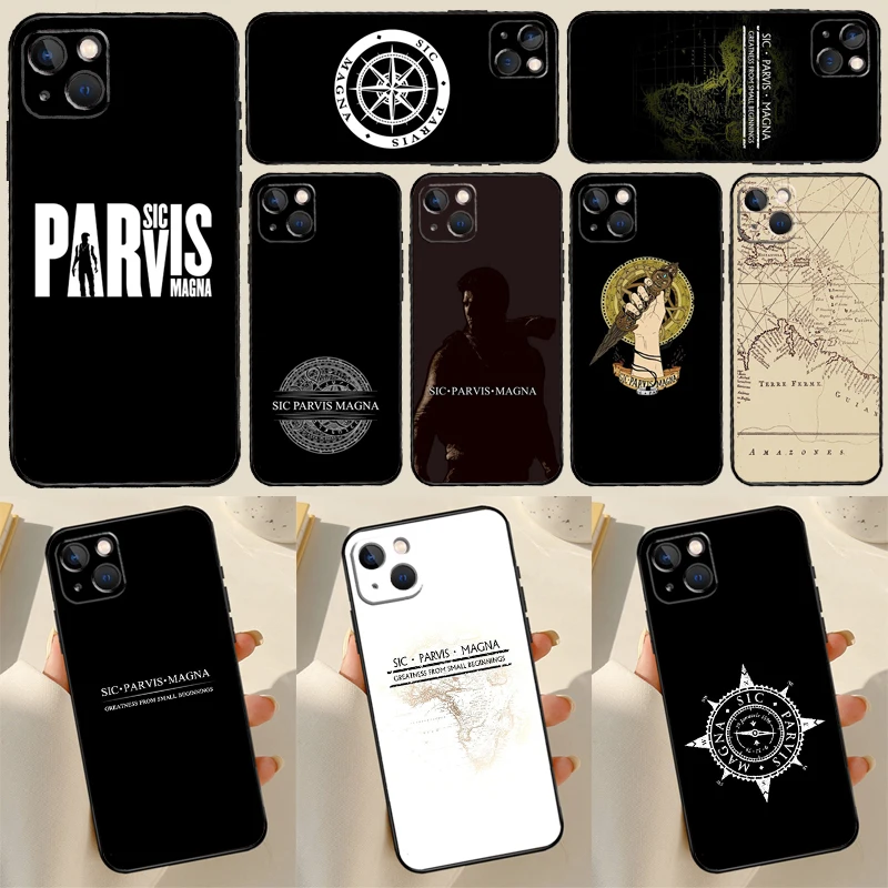 Funda de teléfono Sic Parvis Magna Uncharted para iPhone 11, 12, 13, 14, 15 Pro Max, Mini, XS Max, XR, X, 7, 8 Plus, SE, 2020
