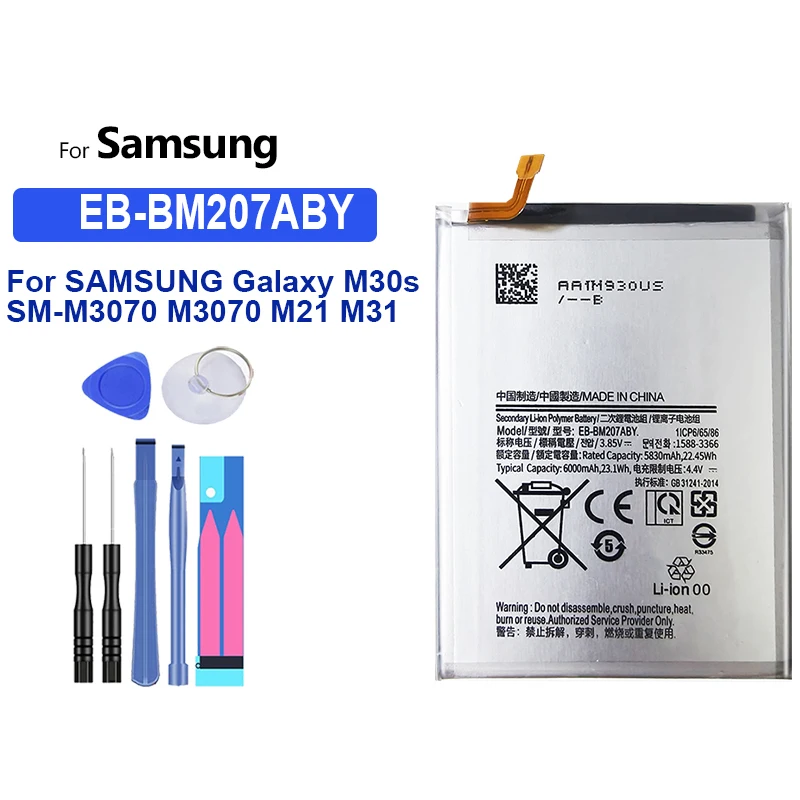 EB-BM207ABY 6000Mah Li-Ion Polymer Battery For SAMSUNG Galaxy M30s SM-M3070 M3070 M21 M31 M215 Bateria