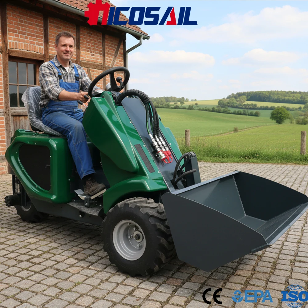 

Mini 3-Wheel Skid Steer Loader Custom Euro 5 CE Flexible Compact Loader for Farm Garden and Field Jobs
