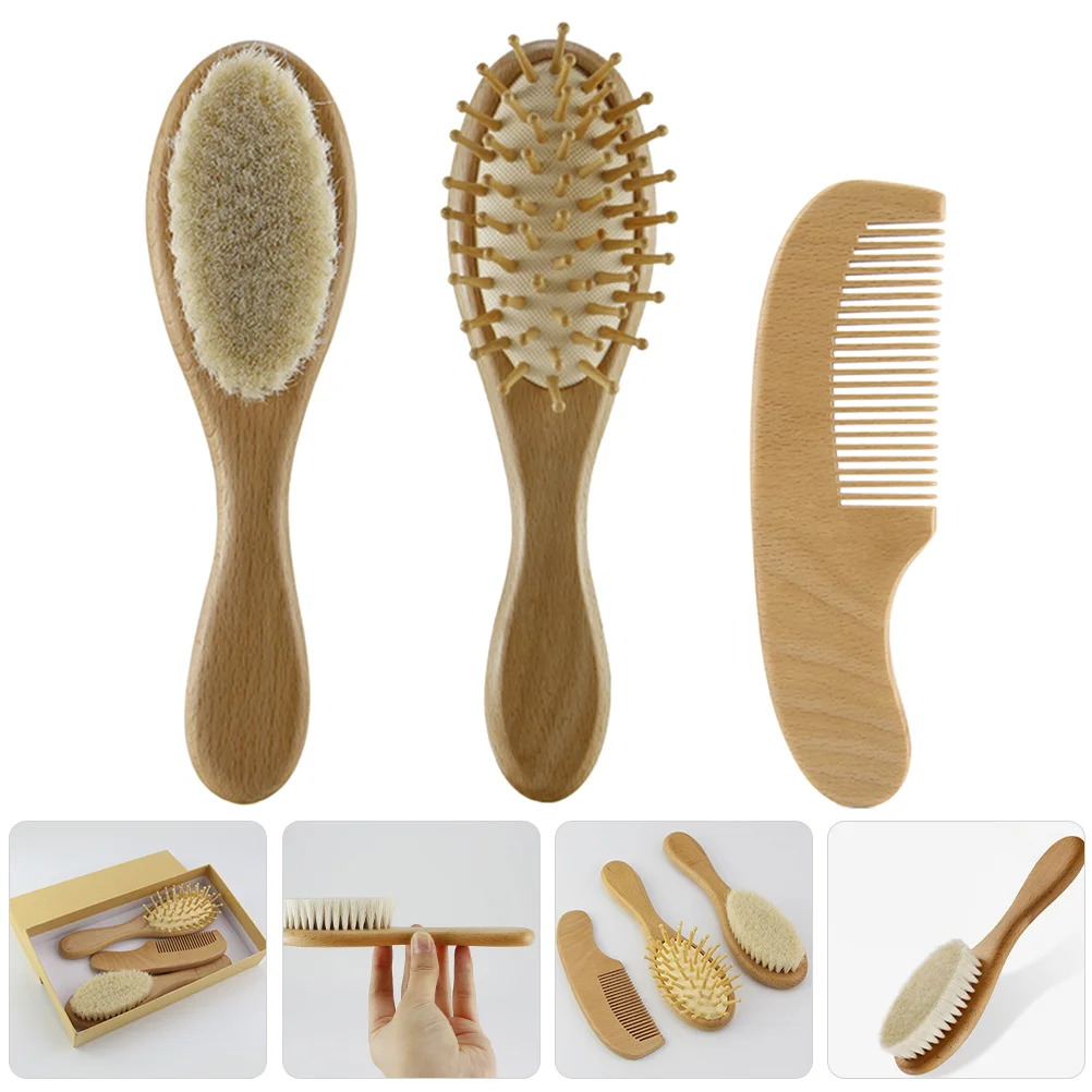 Peigne de Énergie en Bois, Brosse à Cheveux pour Bébé, Fournitures de Douche, Ensemble de Soins pour Nouveau-Né, Outil de Bain