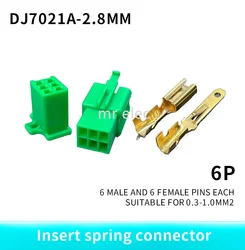 2.8mm 1/2/3/4/6 pin Automotive 2.8 Electrical wire Connector Male Female cable terminal plug Kits Motorcycle ebike 1set green