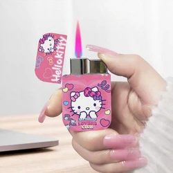 New Cute Sanrio Kawaii Hello Kitty Lighter, Pink Flame Windproof Metal Lighter, Complimentary Small Tools, Customized, Wholesale