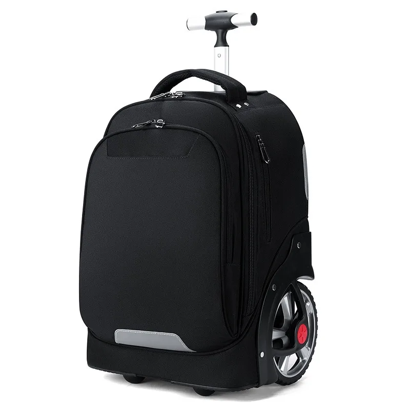 Wheeled Student Backpack, Large Capacity Rolling School Bag, 2-in-1 Travel Luggage with Pull Rod for Boys Girls