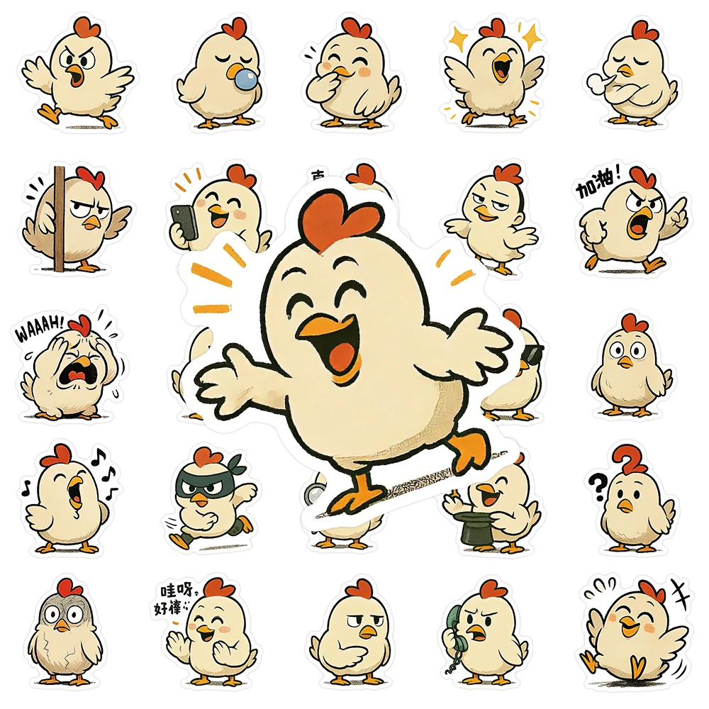 

60PCS Cute Cartoon Personality Roosters Graffiti Stickers Kawaii Animal Decal Notebook Phone Guitar Skateboard Classic Kid Toys