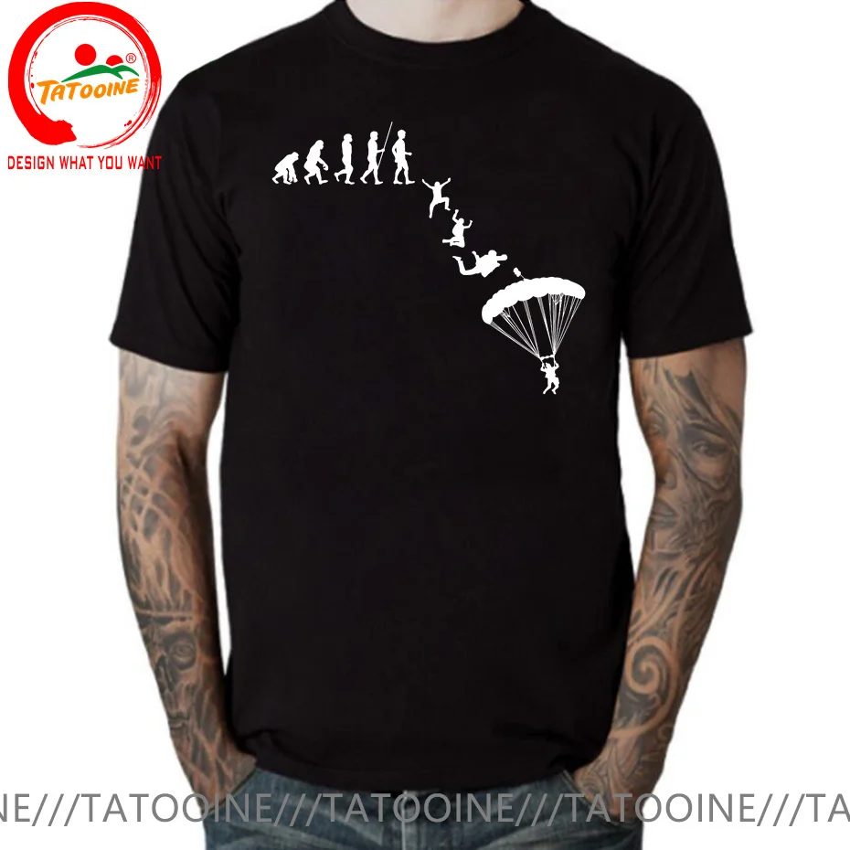 Skydiver Skydiving Skydive Evolution T Shirt Men Sky Diving Diver Dive T-shirt Funny Paragliding Shirt Parachute Lover Tee Shirt