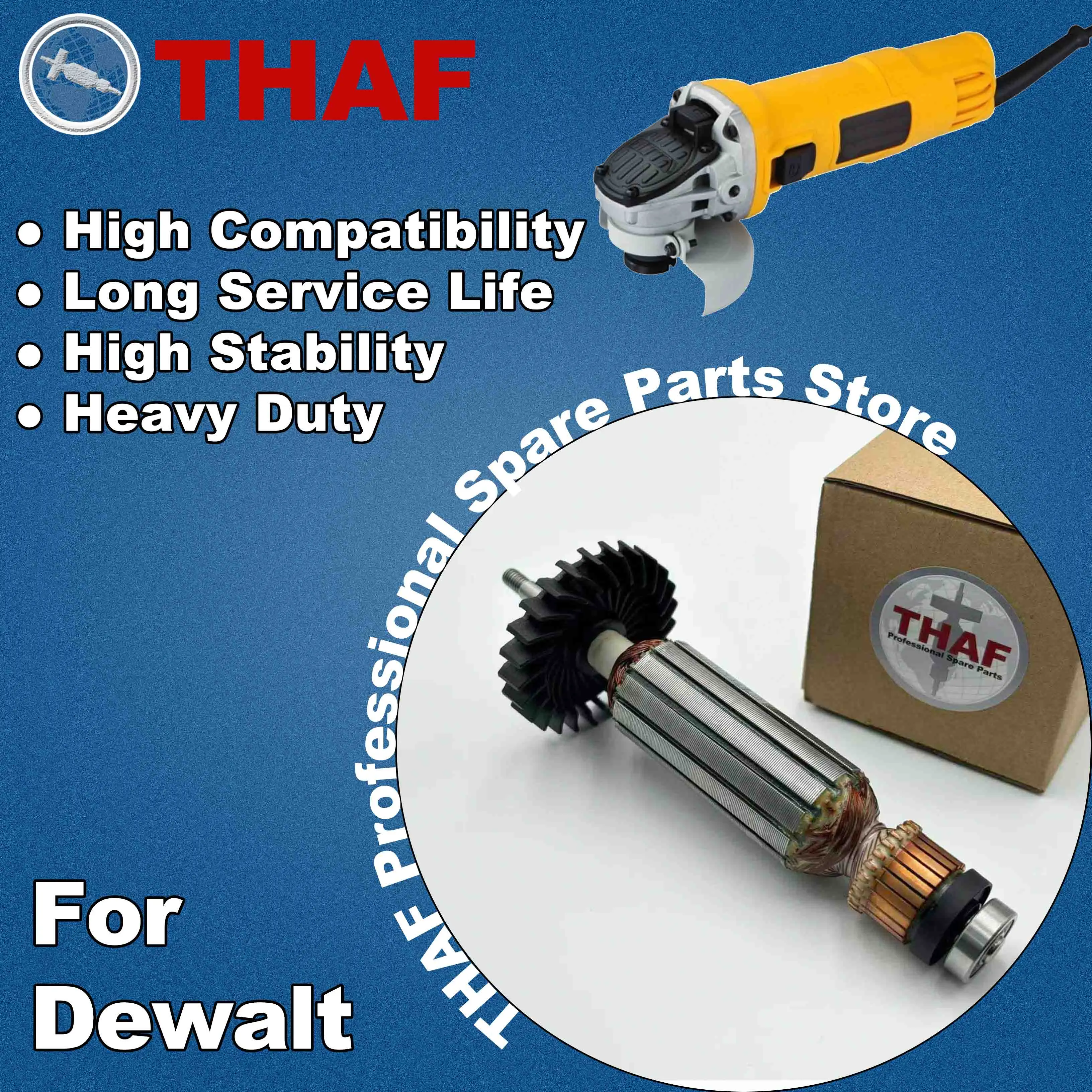 AC 220V 240V DWE8101S DWE8100S DWE8100T DWE8101T Armature Rotor For DEWALT Angle Grinder Spare Parts Grinder DWE8110S DWE8111S
