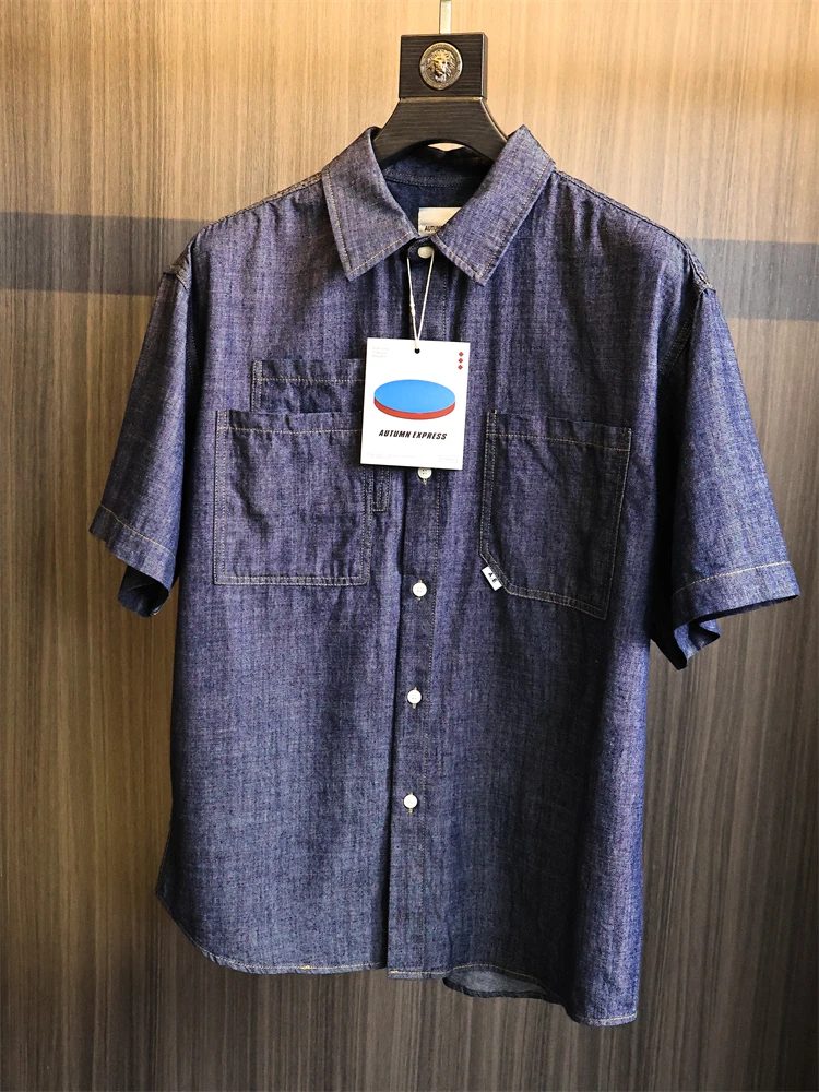 

Wear-Resistant Japanese Sle Loose Fit Collared Denim irt for Men Breathable ort Sve Casual Summer Outerwear