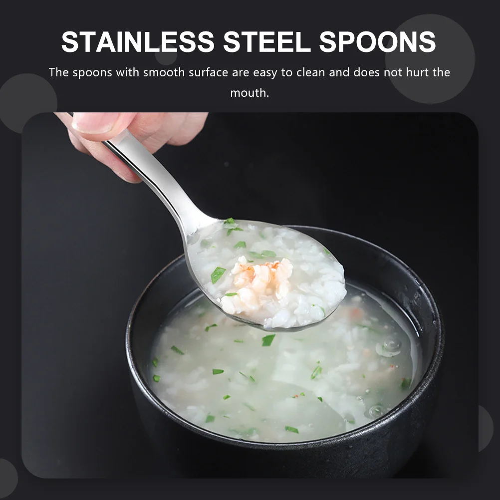 

2Pcs Stainless Steel Dessert Spoons Compact Design Comfortable Handle Coffee Ice Cream Kitchen Tableware
