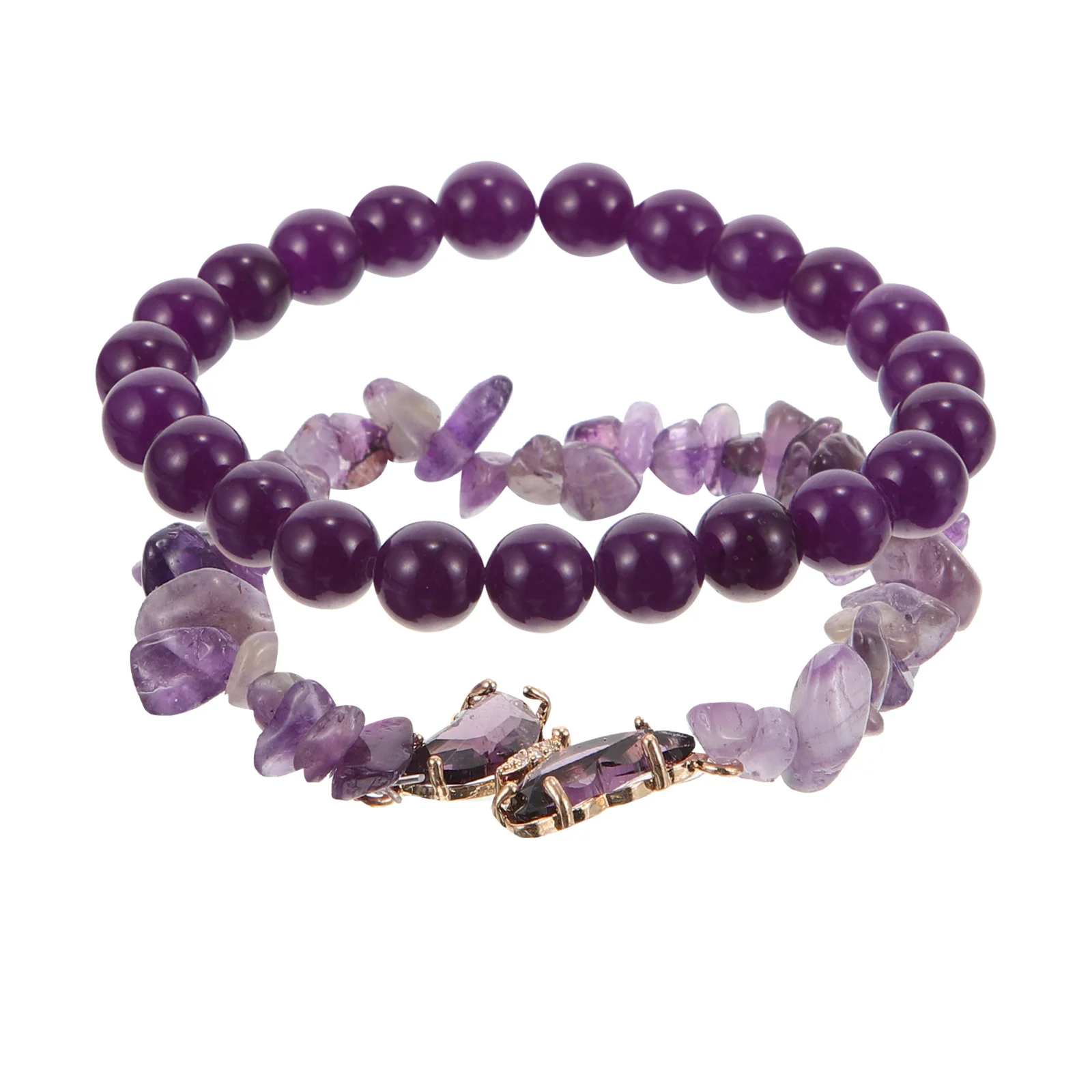 

2Pcs Natural Stone Beaded Bracelet for Women Lightweight Comfortable Daily Wear Unique Stone Beads Hand Chain Decorative Jewelry