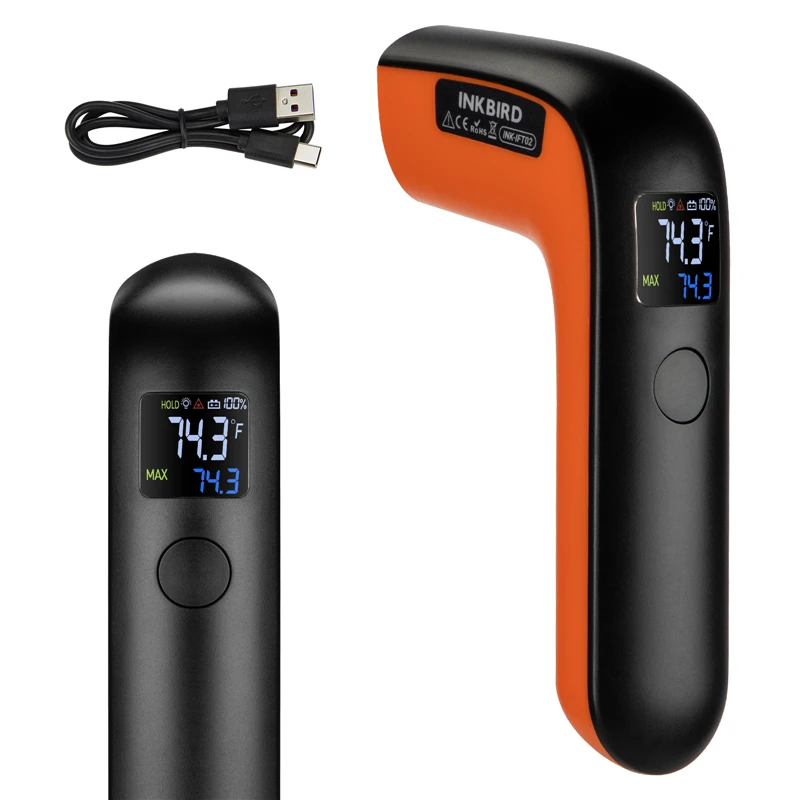 INKBIRD INK-IFT02 Non-Contact Laser Infrared Thermometer 12:1 D:S  Rechargeable Temperature Gun Supports 36cm Measure Distance