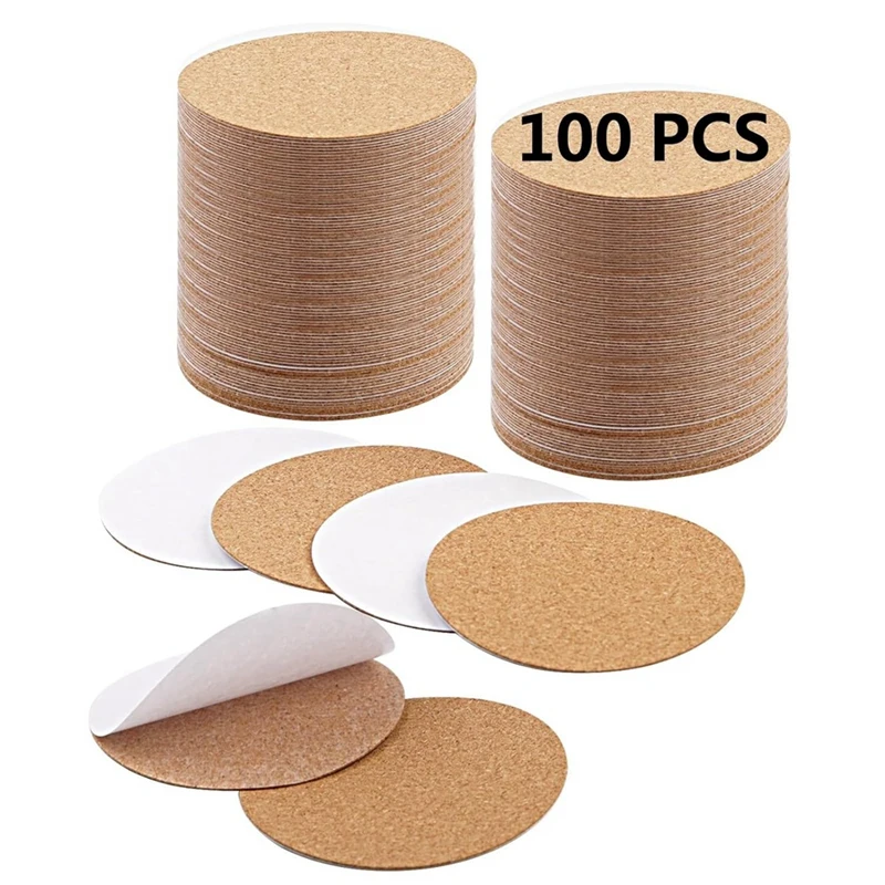 Set Of 100 Self-Adhesive Cork Pads For Coasters - Round Shapes, Ideal For Arts And Crafts