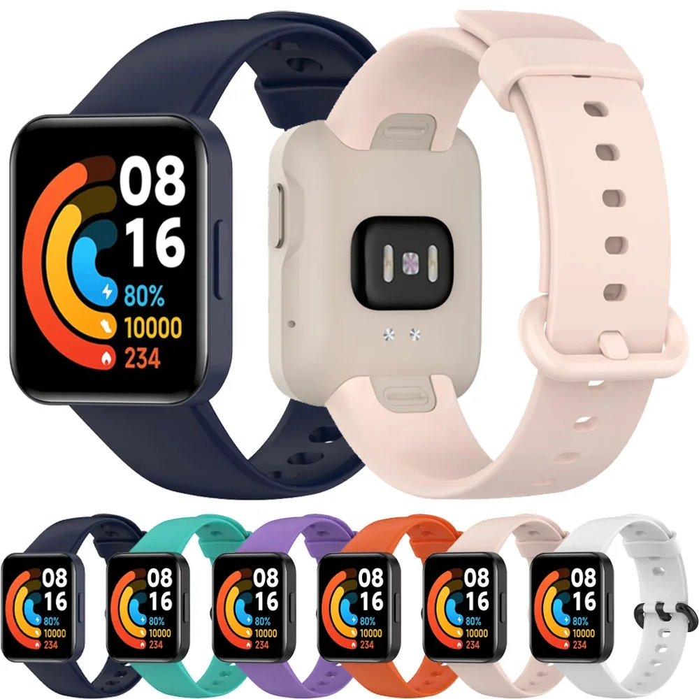 Pulseira de silicone esportiva para Redmi Watch 2/1 Lite/Horloge 2, pulseira ajustável oficial para Xiaomi Mi Watch Lite 2/Poco Watch