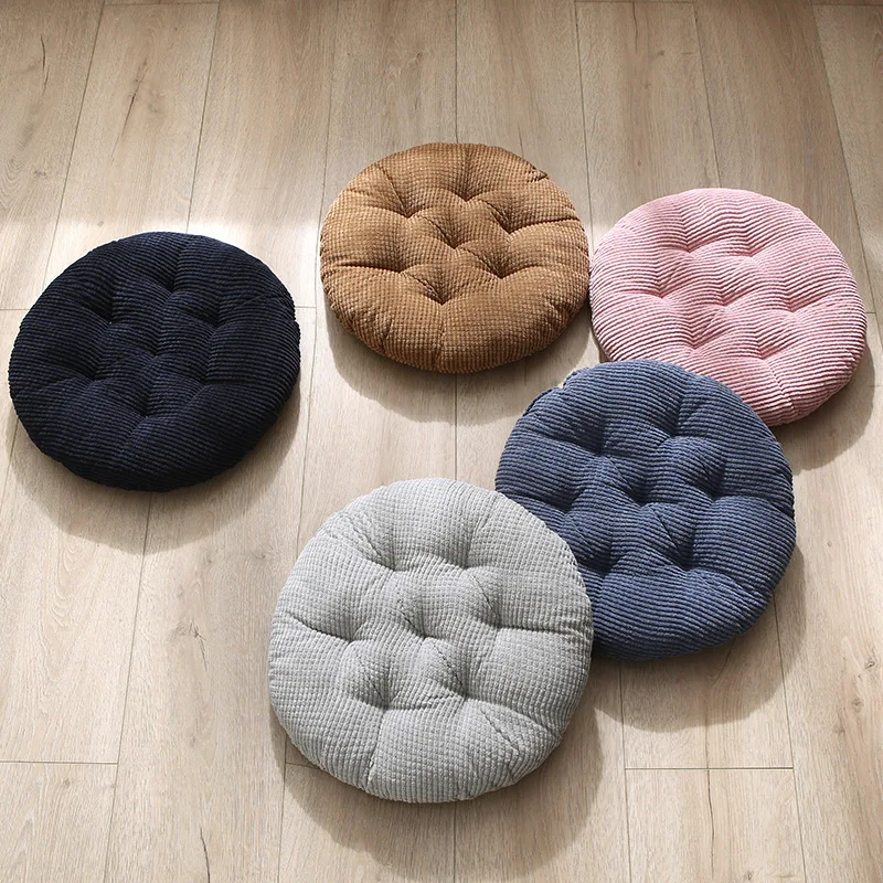 Simple Thickening Corduroy Round Seat Cushion, Student Stool Butt Cushion, Office Hip Pad, Rush Cushion, Tatami Floor Mat