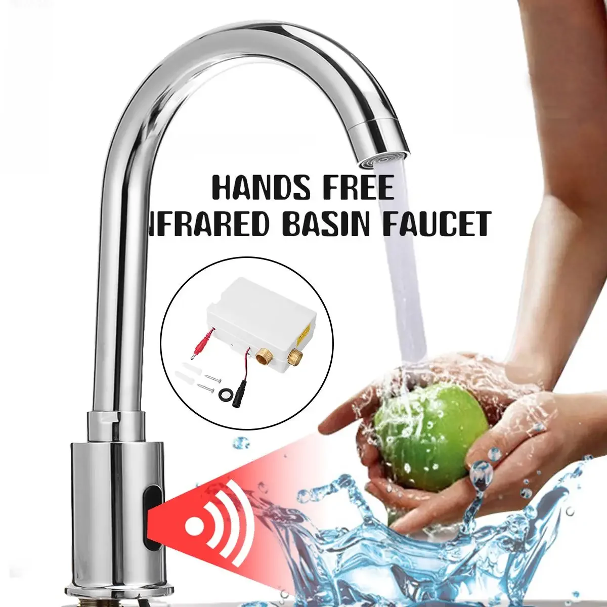 

Infrared Sensor Basin Sink Faucet Touchless Automatic Touch Free Water Saving Sensor Deck Mount Sense Water Faucets Tap