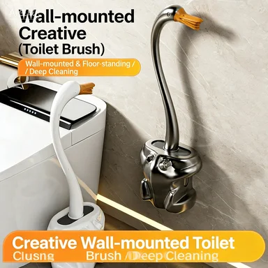 

Toilet brush frog falls in love with goose wall mounted household bathroom cleaning long handle brush without punching holes
