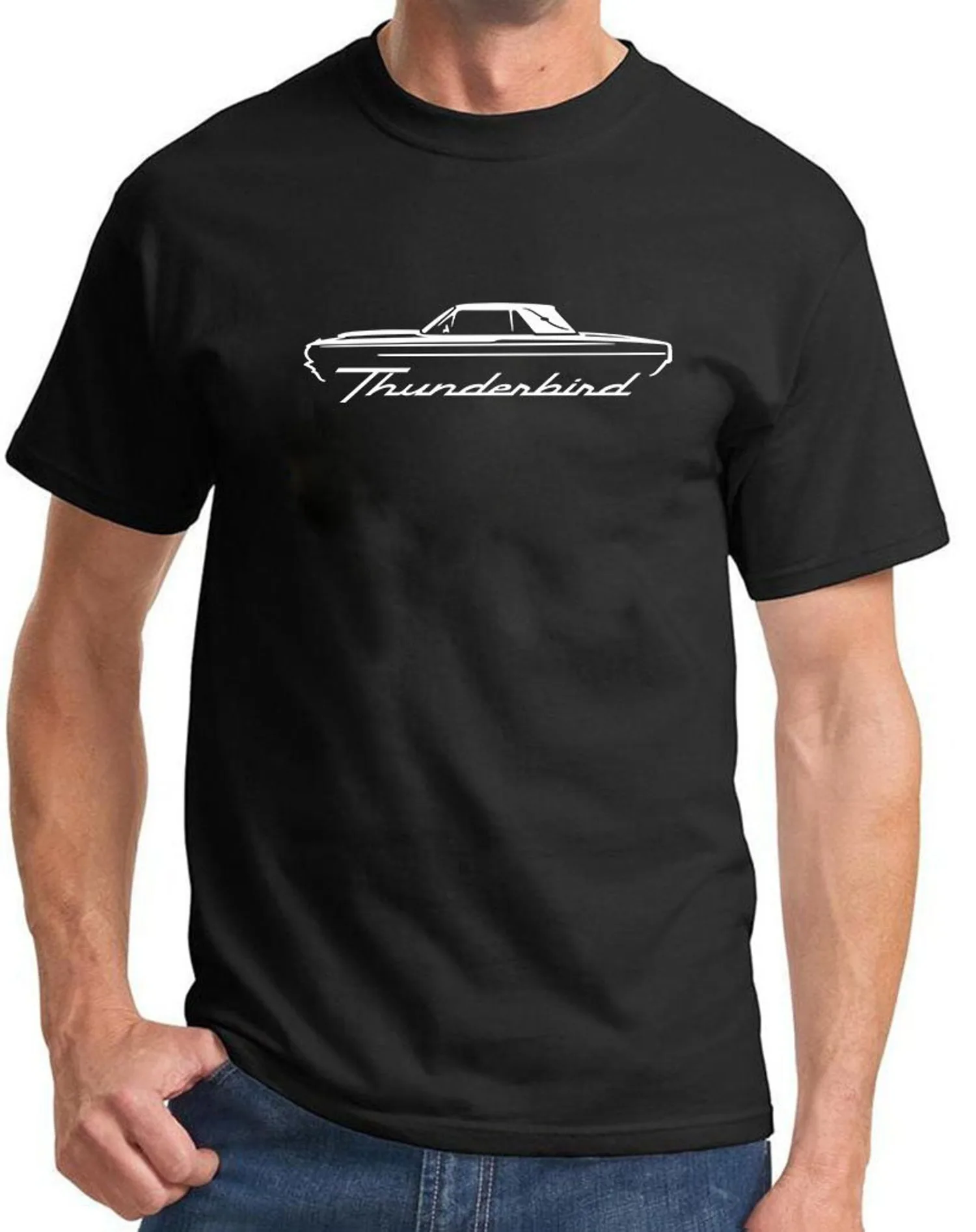 

156@EY 1964 1965 1966 For.ds Thunderbird Hardtop Classic Outline Design Tshirt Men's and Women's Short-Sleeved Car Lovers T-shir