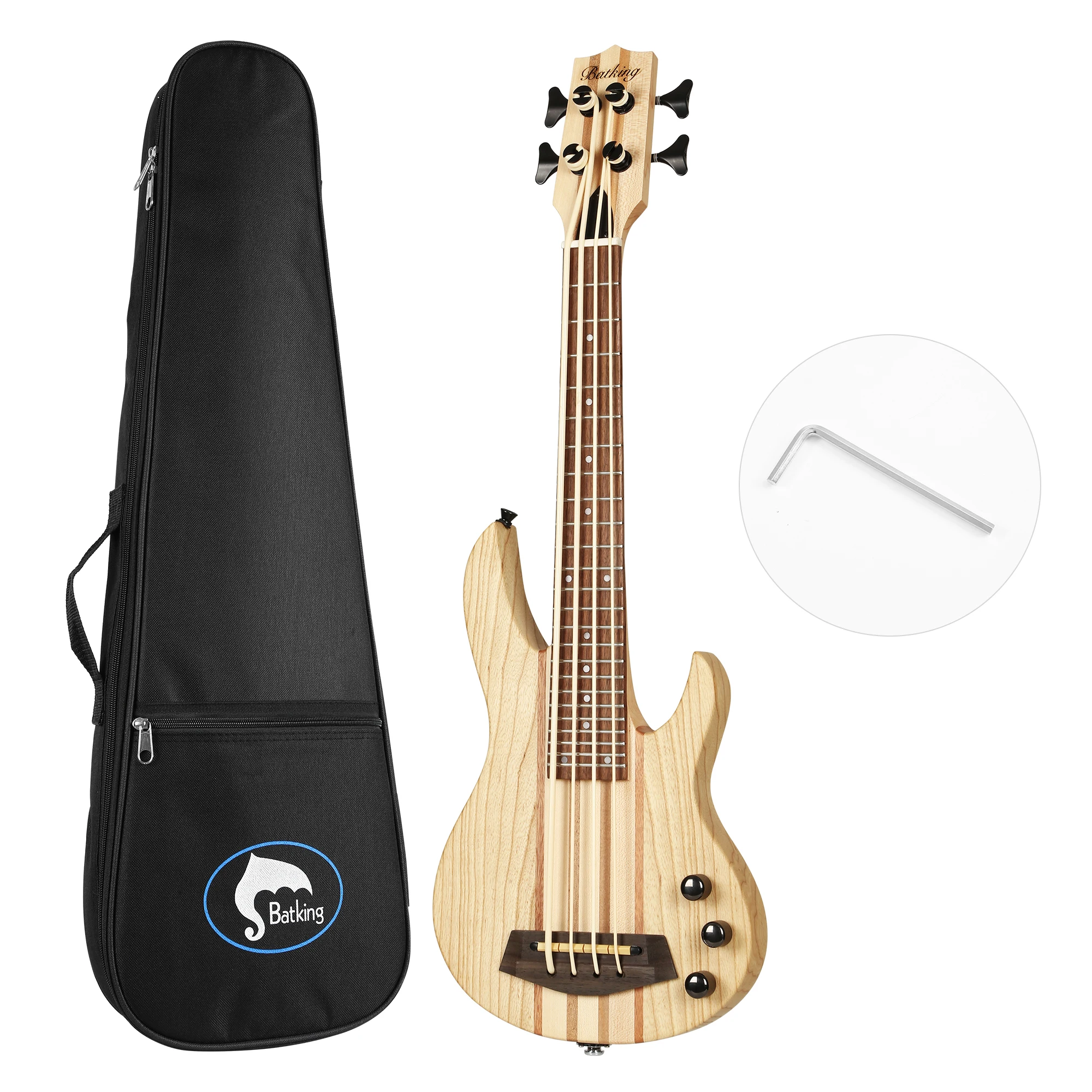 Batking Ukulele bass fretted, Electric Uku bass with Gig bag