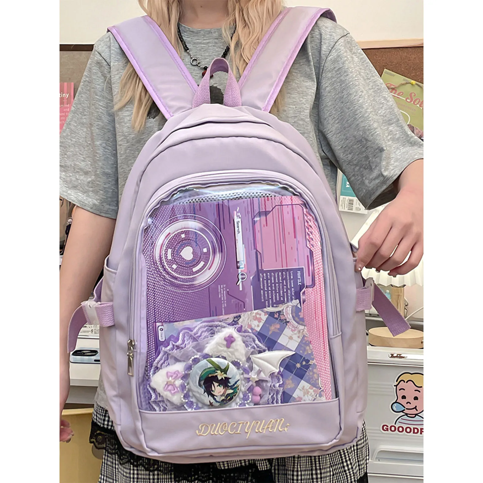 

Baji Baby Go Out Bag Everyday Versatile anime Transparent Pain Bag Cute Soft Girl College Style Student Bag