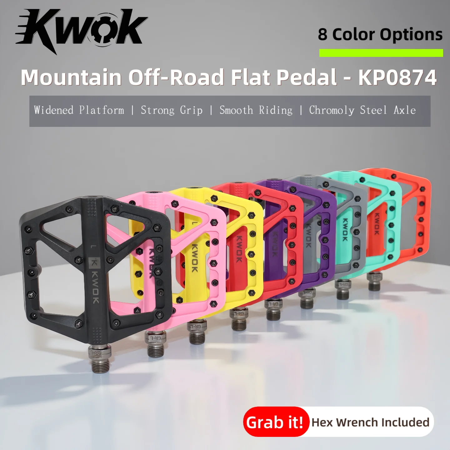 

Нейлоновые велосипедные педали KWOK, сверхлегкие уплотнительные подшипники, горный дорожный велосипед, водонепроницаемые велосипедные педали на плоской платформе, нескользящие детали