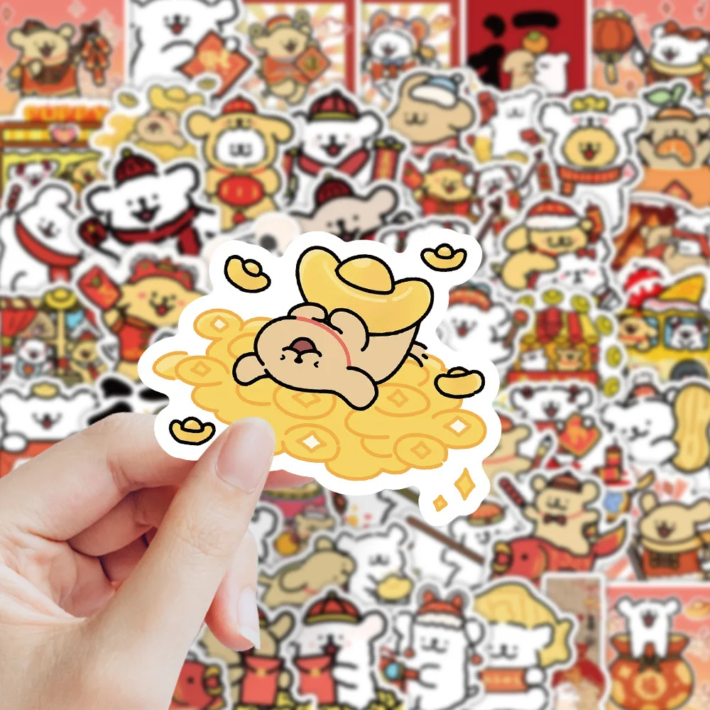 10/70PCS 라인 강아지 봄 축제 스타일 낙서 스티커 귀여운 개 만화 크리 에이 티브 데칼 DIY 수하물 전화 기타 아이 장난감