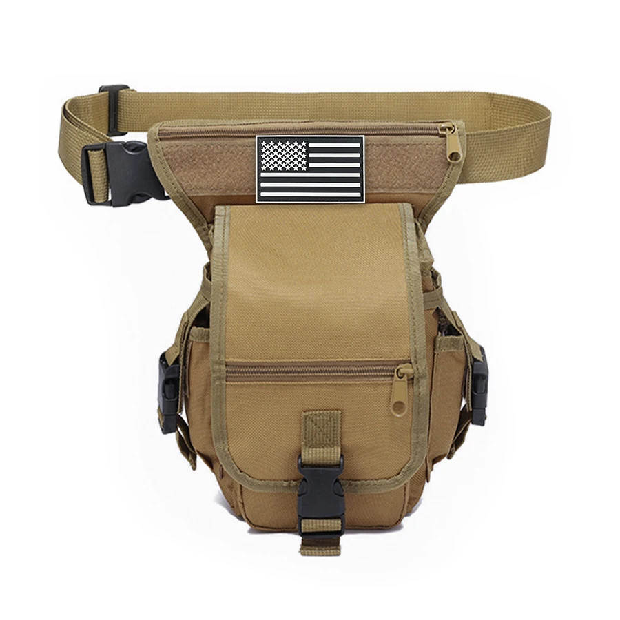 Men's multi pocket waist bag leg bag, adjustable waist bag, suitable for outdoor hiking and cycling