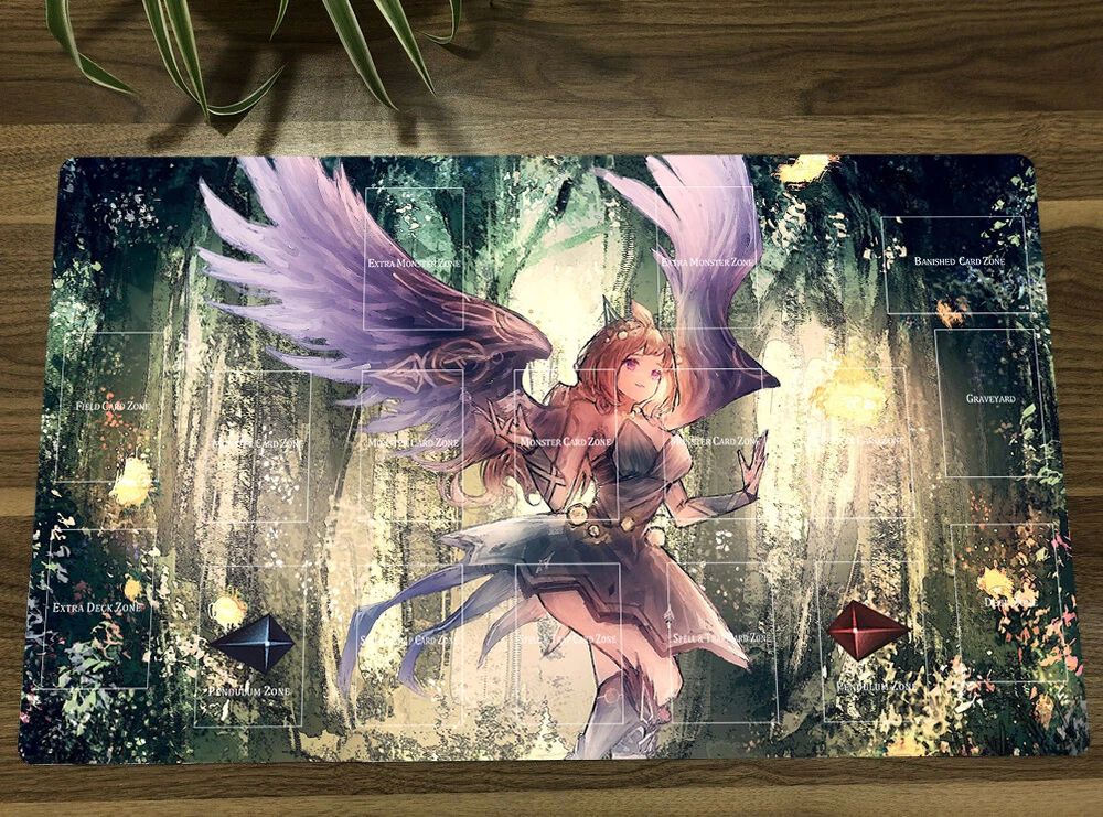 

YuGiOh Hugin The Runick Wings TCG CCG Playmat Trading Card Game Mat Table Desk Gaming Play Mat Mousepad Mouse Pad 60x35cm