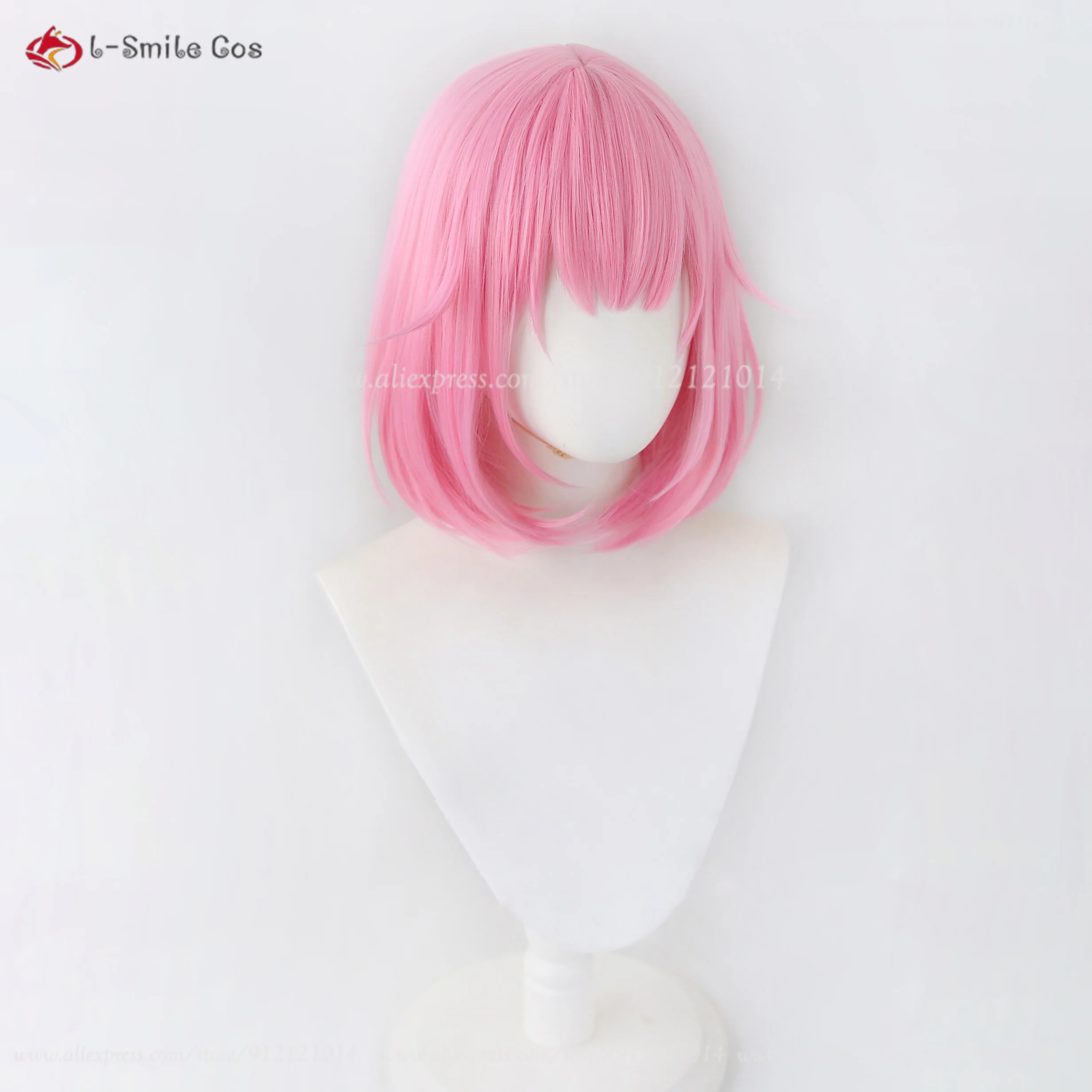 Ootori Emu Peluca de Cosplay para mujer, cuero cabelludo corto, rosa, Anime, pelo sintético resistente al calor, fiesta de Halloween, gorro, 34cm