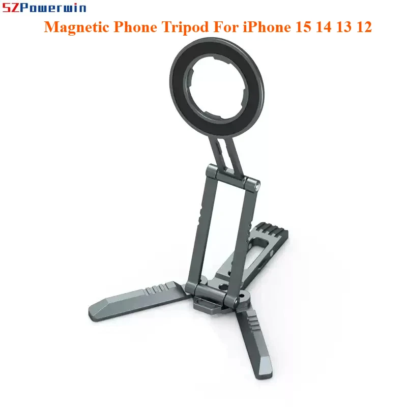 

Aluminum Magnetic Mobile Phone Tripod Adapter, Multi-angle Three-fold Mobile Phone Stand Desktop Tripod