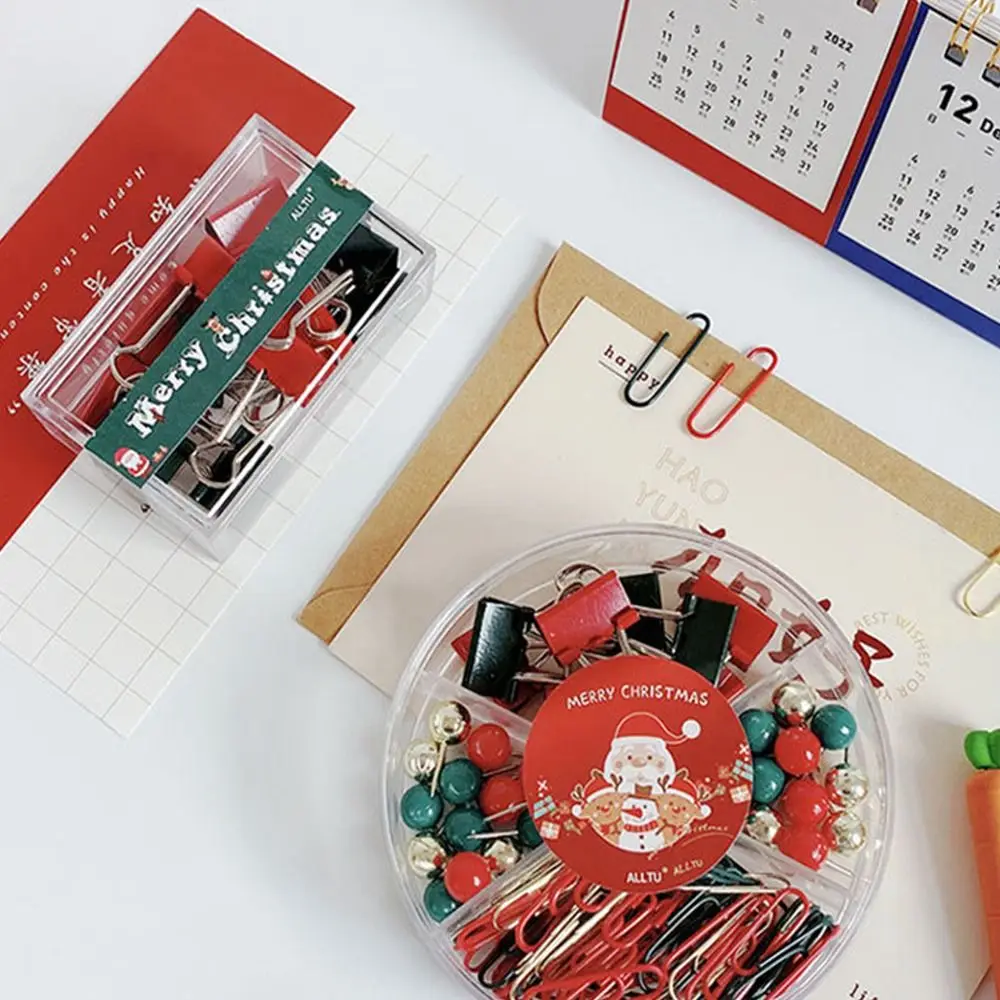바인딩 용품 크리스마스 시리즈 바인더 클립 긴 꼬리 클립 편지지 푸시 핀 종이 클립 금속 폴드백 클립