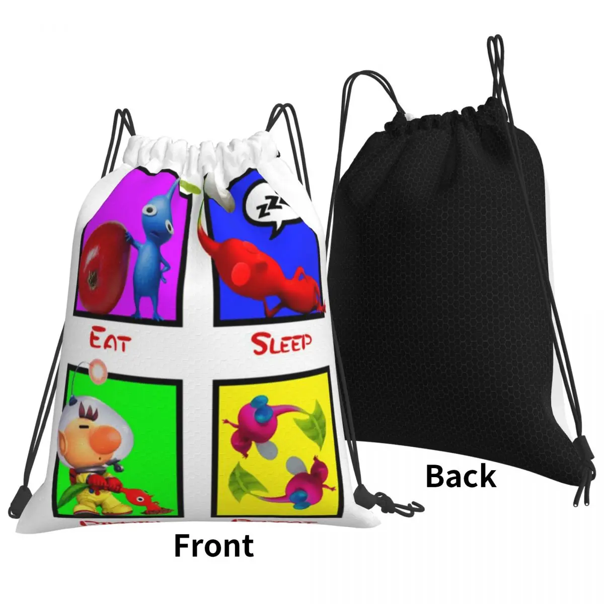 Eat Sleep Pikmin Repeat Backpacks Fashion Drawstring Bundle Pocket Shoes Bag Book Bags for Man Woman Students