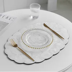 Seashell Placemats Premium Feeling Dining Table Insulation Placemats Tabletop Storage Placemats Creative Floral Edge Decorative
