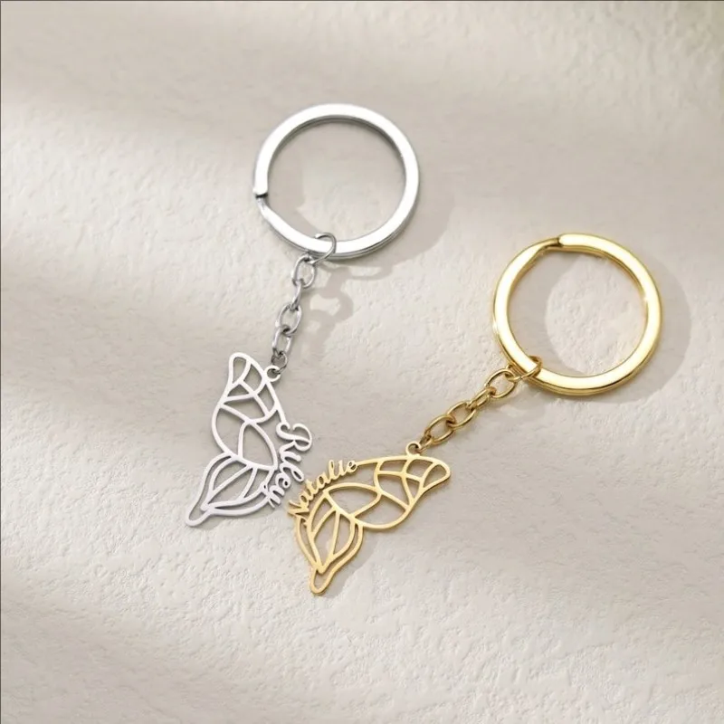 مخصص اثنين فراشة سلاسل المفاتيح أفضل أصدقاء Keyrings مجموعة شخصية فراشة الجناح مفاتيح السيارة المفاتيح شقيقة المفاتيح