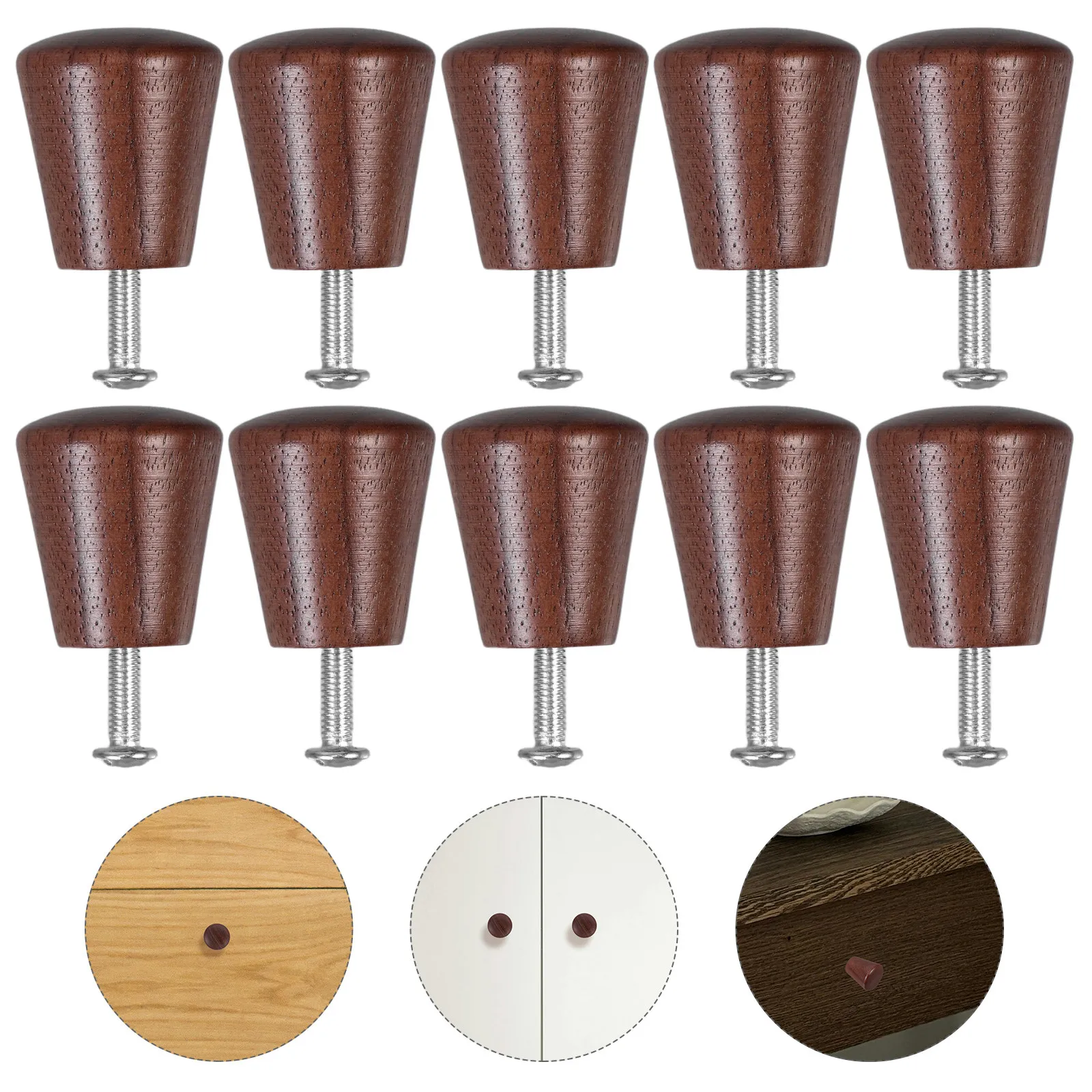 10Pcs Black Walnut Wood Drawer Pulls Premium Solid Wood Cabinet Handles for Kitchen Dresser Furniture Rustic Farmhouse Vintage