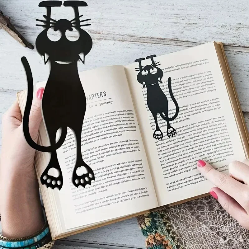 1-5PCS Kawaii Black Cat Bookmarks for Books 3D Plastic Stereo Animal Book Mark for Student Teacher's Gifts Creative Stationery