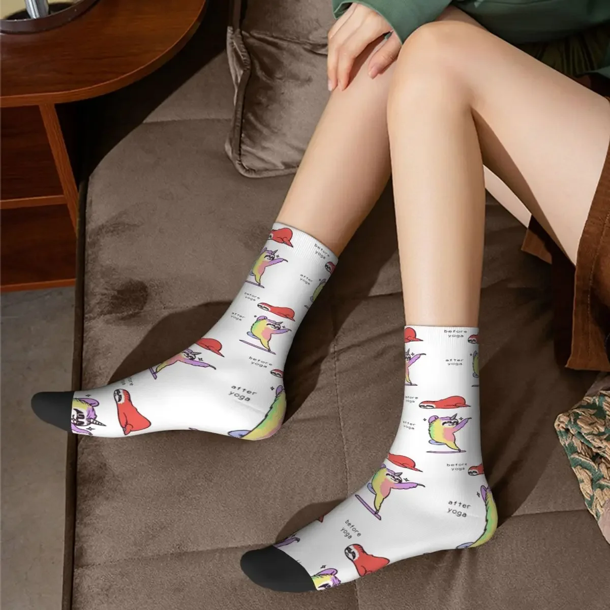 Sloth After Yoga Socks Harajuku Super Soft Stockings All Season Long Socks Accessories for Man's Woman's Gifts