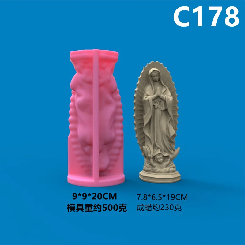 20CM Virgin Mary Candle Silicone Mold for Handmade Chocolate Decoration Gypsum Aromatherapy Soap Resin Candle Silicone Mould