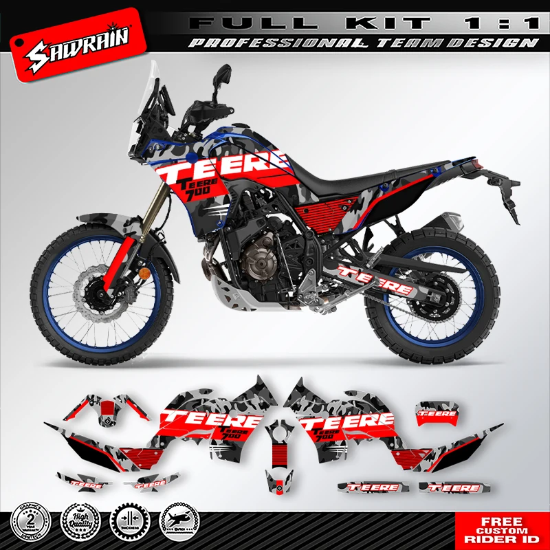 Sawrain Custom Motorcycle Backgrounds Graphcis Decal Stickers Kits for YAMAHA TENERE T700 2018 2019 2020 2021 2022 2023 008