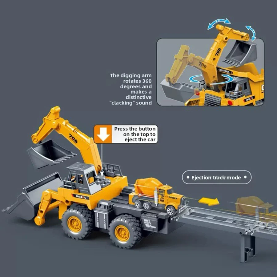 1pcs Engineering Simulation Inertial Tractor Excavator Bulldozer Children Ejection Track Engineering Truck Children Vehicle Gift