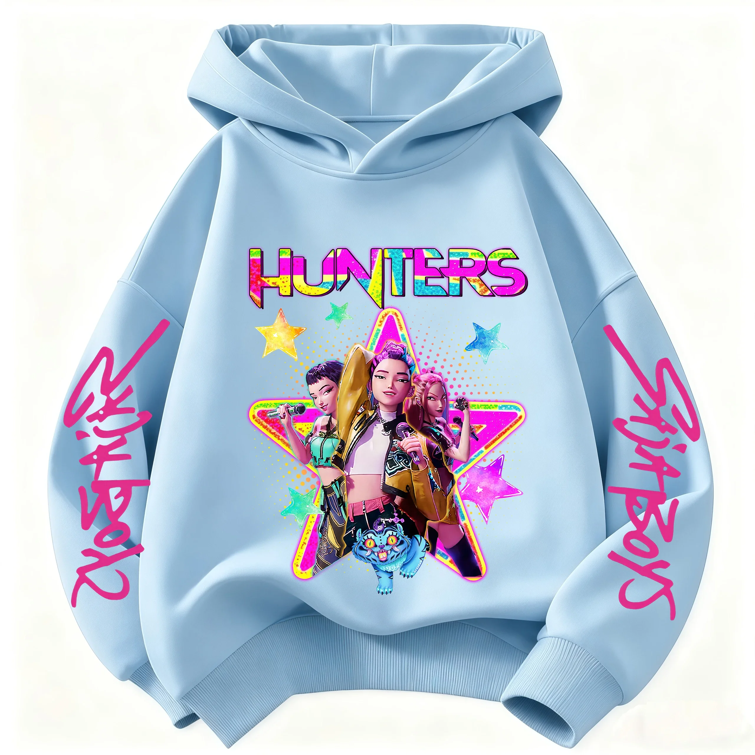 Hunter Rumi Derpy Cartoon Hoodie for Boys and Girls Girls Sky Blue Sweatshirt Warm Thick, Fashionable Casual Top Kids Clotihing