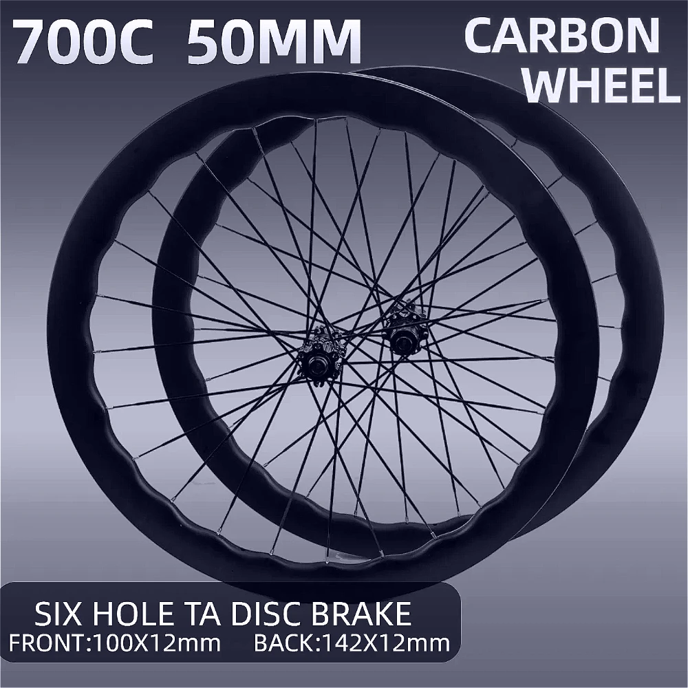 

Комплект карбоновых дорожных колес 700C, 50 мм, карбоновый обод, 6 пальцев, HG, 120, кольцевой подшипник, ступица, прямой комплект одиночных колес