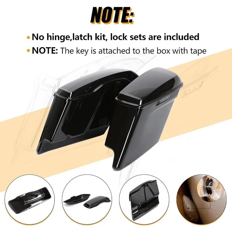 حقائب سرج ممتدة مقاس 5 بوصات لدراجات نارية Harley Touring Road King Street Glide Electra Glide UltraClassic 20142024 Mod #3