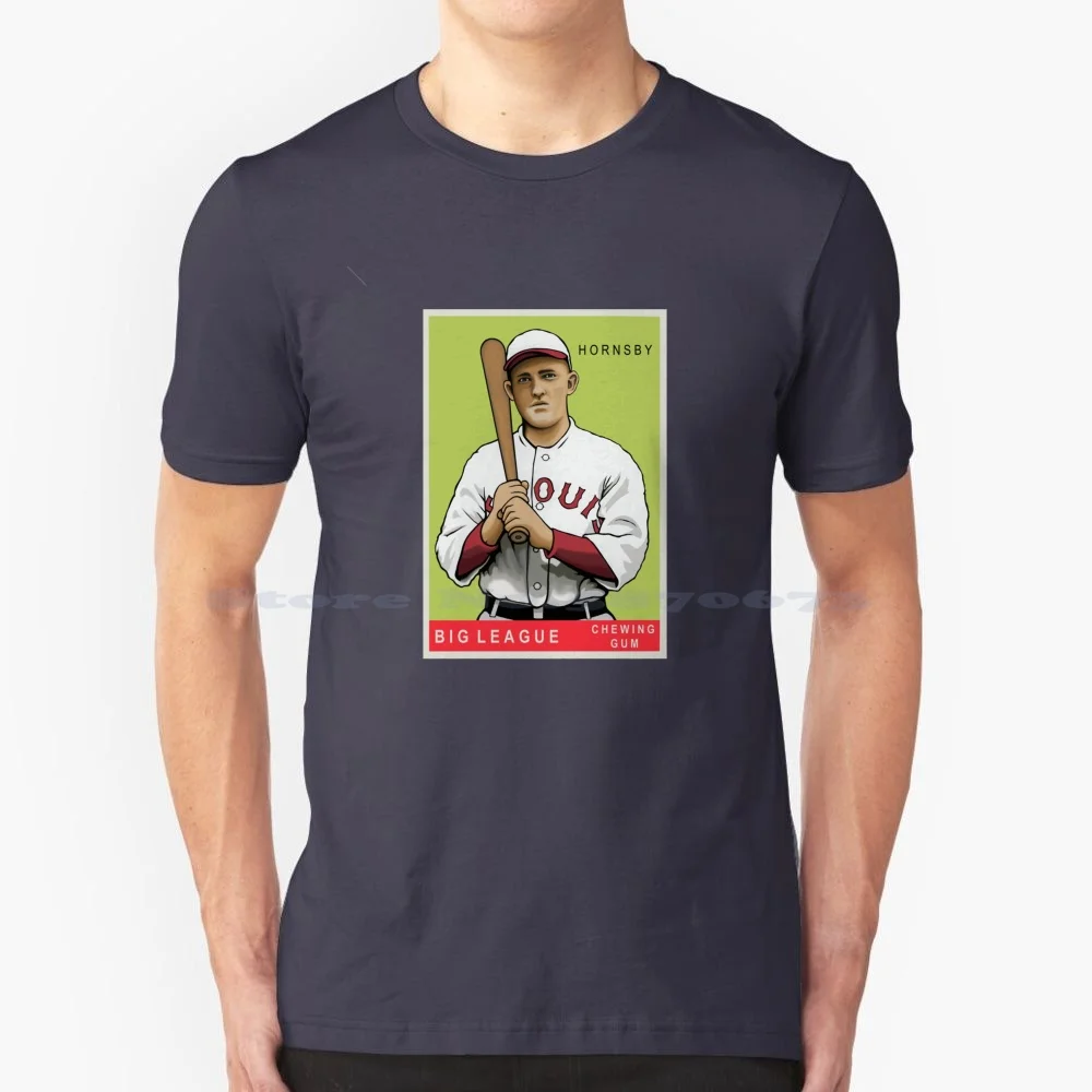 Hornsby Chewing Gum T Shirt 100% Cotton Tee Rogers Hornsby The Rajah Texas Triple Crown Old Time Baseball Retro Bubble Gum